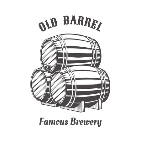 Logo design with wooden beer barrels for pabのイラスト素材