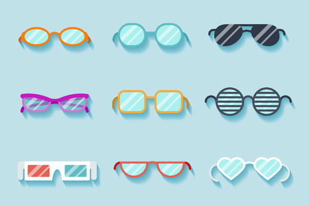 Set of flat vector glassesのイラスト素材