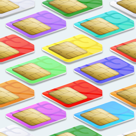SIM cards seamless pattern background. Mobile telecommunication and wireless technology conceptのイラスト素材