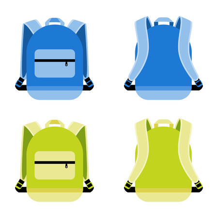 Schoolbag icon set. Satchel and container, daily portable knapsack, vector illustrationのイラスト素材