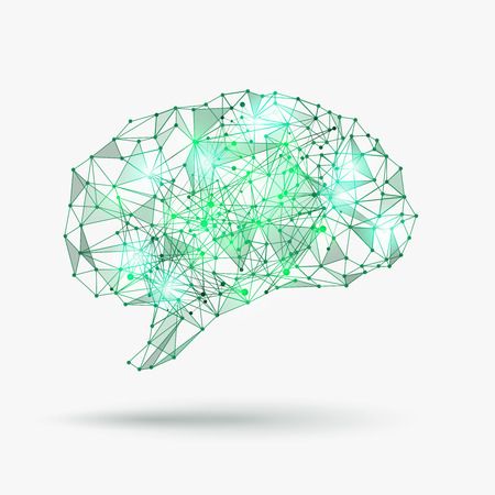 Low poly human brain. Knowledge and mind, concept creativity. Vector illustrationのイラスト素材