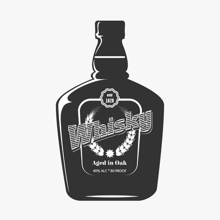 Retro whisky label. Beverage drawing illustration, vector design bottle productのイラスト素材