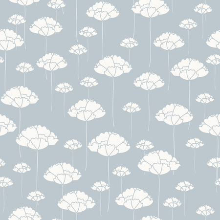 Seamless floral pattern with white flowers on blue backgroundのイラスト素材
