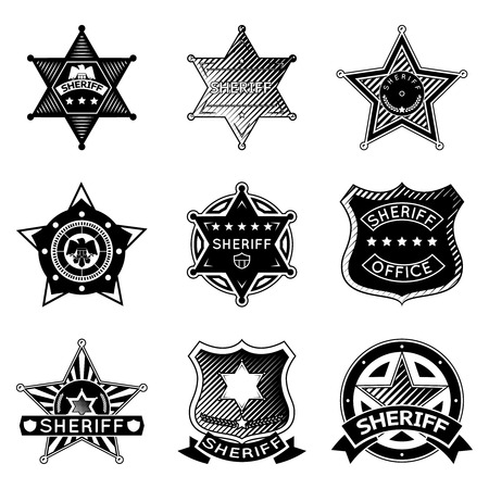 Set of vector sheriff or marshal badges and stars. のイラスト素材