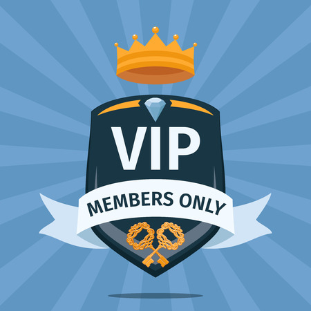 VIP Club members only. Logo emblem, gold and luxury, membership icon, exclusive and priority, vector illustrationのイラスト素材