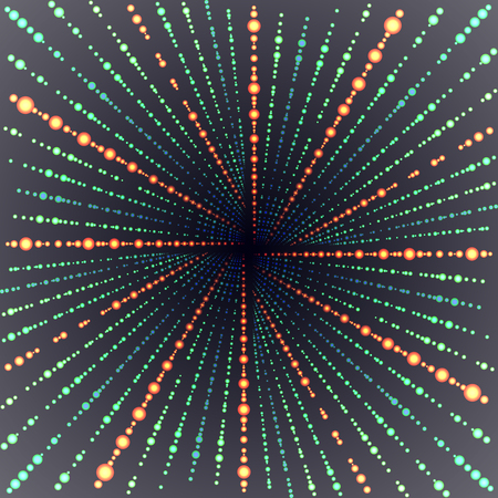Perspective lights background. Infinity digital design space, abstract glow and depth, vector illustrationのイラスト素材