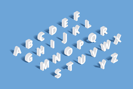 Vector 3d isometric alphabet. Design letter, typography abc set, character geometric typographic sign illustrationのイラスト素材