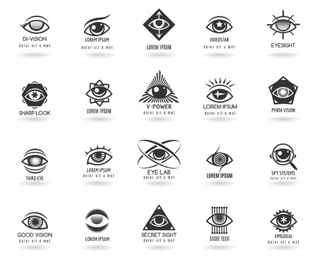 Eye logos vector set. Icon vision, eyeball look, circle element,  vector illustrationのイラスト素材