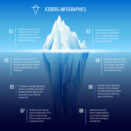 Iceberg infographics. Structure design, ice and water, sea vector illustrationのイラスト素材