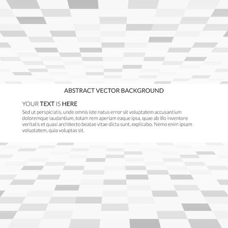 Empty white space background with perspective tiled floor and ceiling. Illustration of vision perspective. Geometric interior, design modern space vectorのイラスト素材