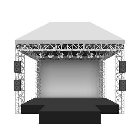 Podium concert stage. Performance show entertainment, scene and event. Vector illustrationのイラスト素材