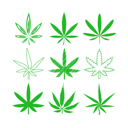 Medical marijuana or cannabis icons set. Leaf medical, drug and hemp, plant narcotic, vector illustrationのイラスト素材