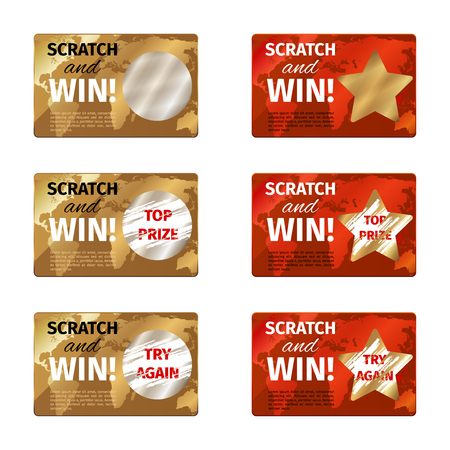 Scratch card design template. Lottery prize, gambling and reward, vector illustrationのイラスト素材