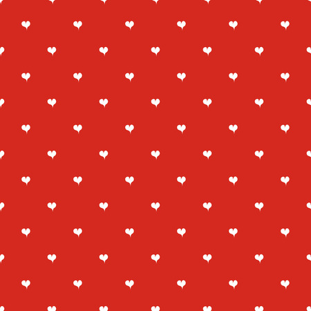 Seamless polka dot red pattern with hearts. Background for valentine invitation or wedding. Vector illustrationのイラスト素材