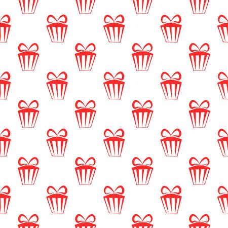 Red gift boxes seamless geometric pattern for christmas holiday, invitation design, birthday and new year. Vector illustrationのイラスト素材