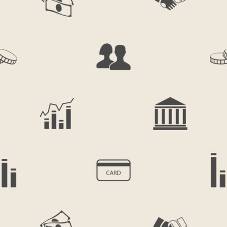 Abstract business seamless pattern with diagram, handshake and a credit card iconsのイラスト素材