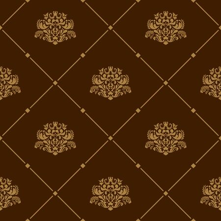 Royal wallpaper seamless floral pattern on brown backgroundのイラスト素材