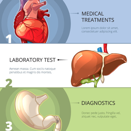 Medical health care vector banners set. Medicine healthcare, science, clinic technology, aid service illustrationのイラスト素材