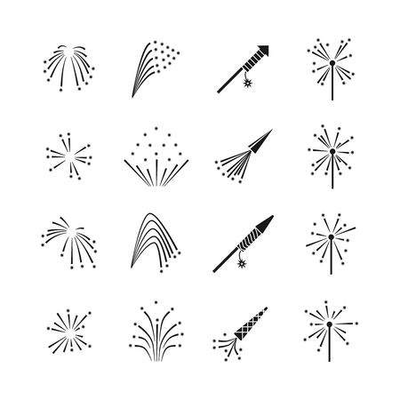 Firework explosion effects vector set. Firework celebration, burst firework, flash explosion firework illustrationのイラスト素材