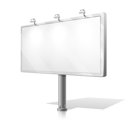 White billboard vector. Business billboard for advertising, commercial billboard, advertisement blank, outdoor billboard illustrationのイラスト素材