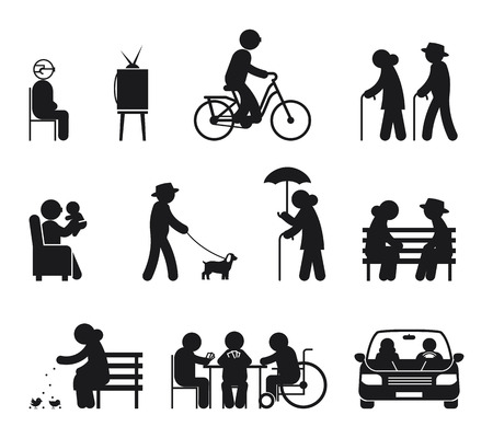 Elderly leisure activities. Leisure elderly people, couple old leisure, outdoor together illustration vector Elderly leisure activities. Leisure elderly people, couple old leisure, outdoor together illustration vector