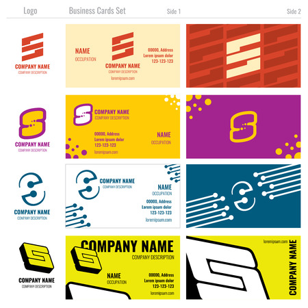 Business vector card templates with S logo. Business card template, s font logo business card, label business card illustrationのイラスト素材