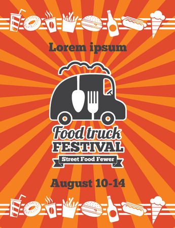 Fast Food Delivery Vector Background Street Food Festival Market