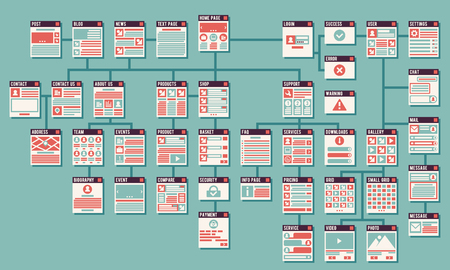 Abstract website sitemap vector infographics. Web sitemap, website map, internet website, interface website, information infographic website illustrationのイラスト素材