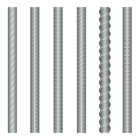 Seamless vector steel rebars, reinforcements set. Steel metal rebar, construction rebar, strong rebar industry, material steel rebar illustrationのイラスト素材