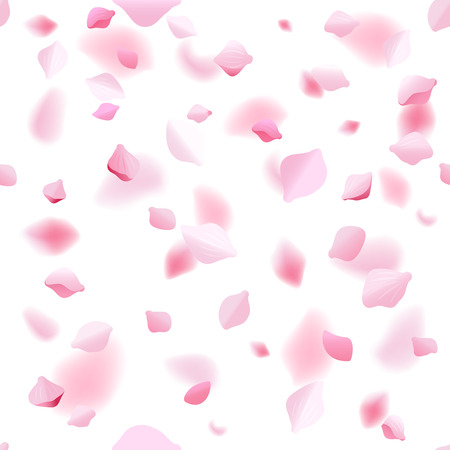 Spring abstract vector background with sakura cherry petals. Flower blossom petal blooming illustrationのイラスト素材