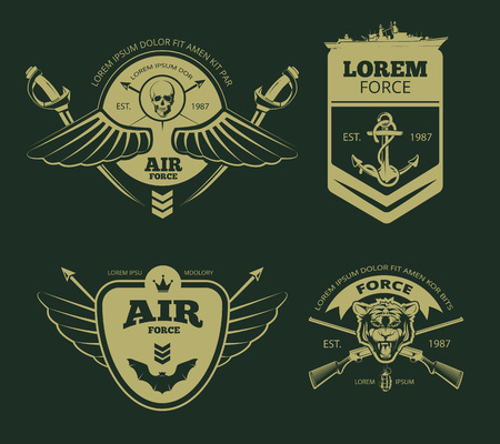 Color military patches. Insignia army. Vector illustrationのイラスト素材