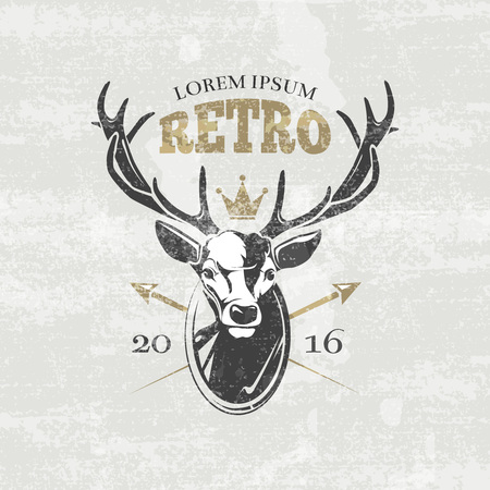 Deer hunters club badges, labels Vector illustrationのイラスト素材