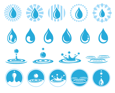 Set of water icons with nature liquid, aqua drop element. Vector illustrationのイラスト素材