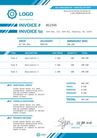 Invoice vector design layout. Paper design business finance template illustrationのイラスト素材