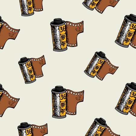 Seamless pattern with photographic film. Background with design vintage. Vector illustrationのイラスト素材