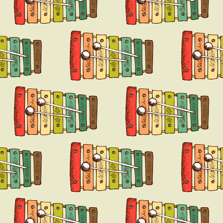 Musical instrument seamless pattern. Color wallpaper abstract, vector illustration flatのイラスト素材