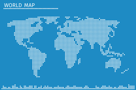 Earth globe world map of dots. Global geography in dotted pattern, vector illustrationのイラスト素材