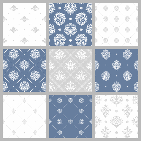 Victorian pattern, white baroque wallpaper. Set of background in baroque style, wrapping decoration baroque design. Vector illustrationのイラスト素材