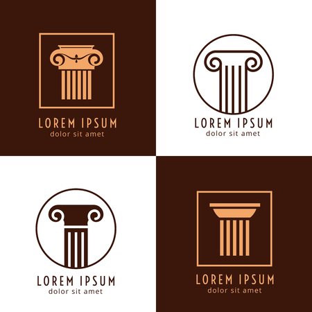 Business corporate identity with columns. Ancient column logo vector setのイラスト素材