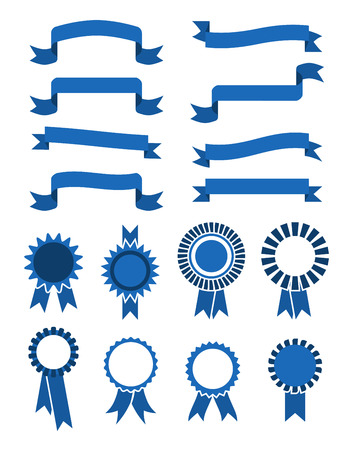 Retro vector blue banner ribbons and badges for sale isolated on white backgroundのイラスト素材