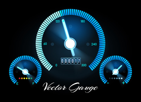Car dashboard with speed, power and fuel gauge meters vectorのイラスト素材