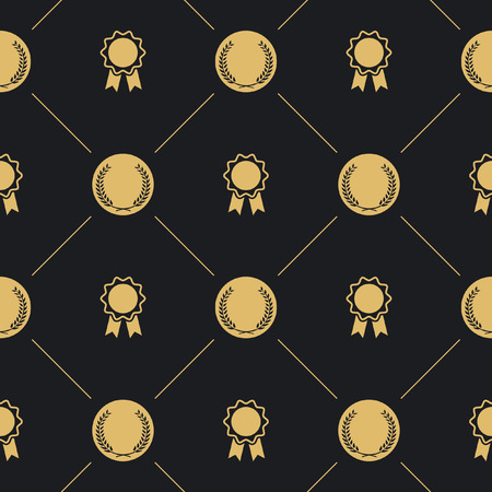 Laurel wreath and badge seamless patternのイラスト素材