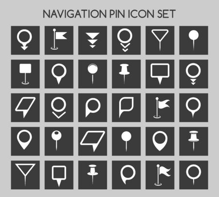 Navigation pin icons. Map location marker and web pointer simple vector elementsのイラスト素材