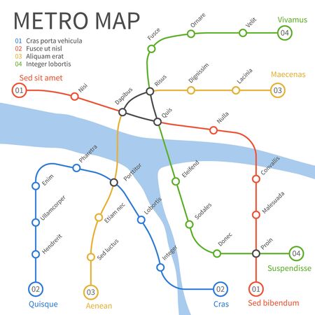 Metro subway train map. Vector urban transportation conceptのイラスト素材