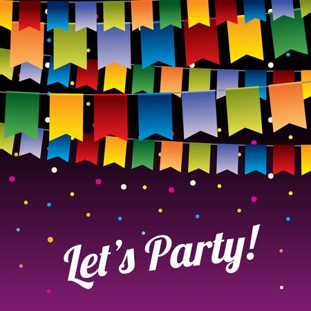 Festive party vector background with hanging bunting flagsのイラスト素材
