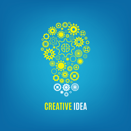 Innovation, creative idea vector concept with light bulb and gearsのイラスト素材