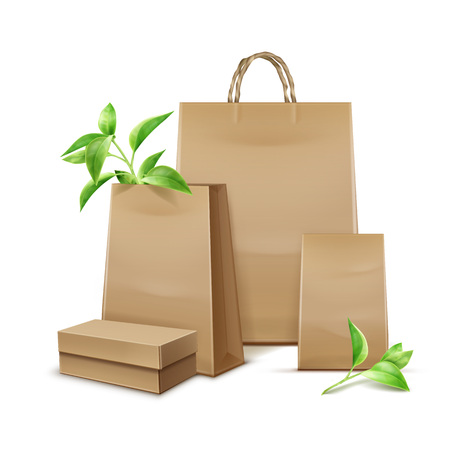 Kraft paper bagsのイラスト素材
