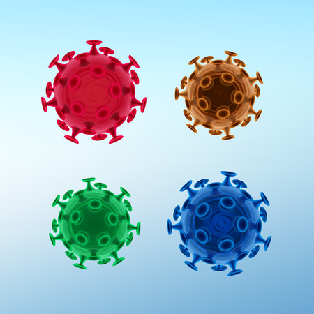 Vector set of common human viruses or bacteria close up isolated on backgroundのイラスト素材