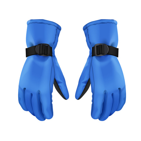 Vector pair of blue warm sport winter gloves isolated on white backgroundのイラスト素材