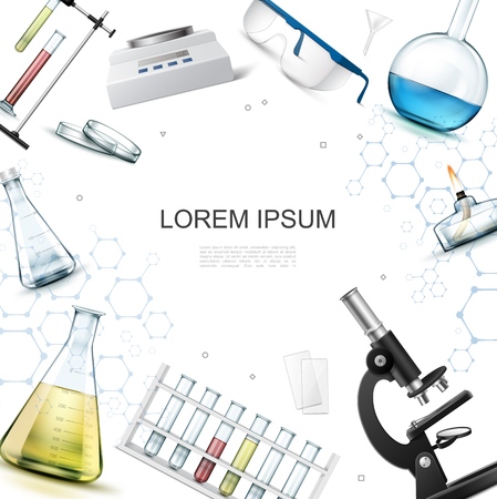 Realistic chemical laboratory templateのイラスト素材
